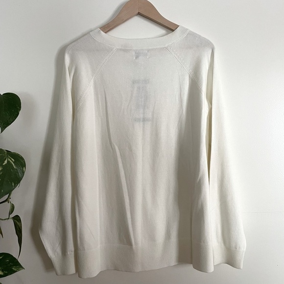 NWT Lucky Brand Soft White V-Neck Raglan Sleeve Split Hem Cotton Sweater… - Picture 11 of 13
